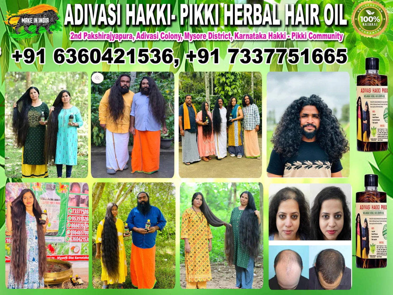 Original Mysore Karnataka ADIVASI HAKKI PIKKI HAIR Oil