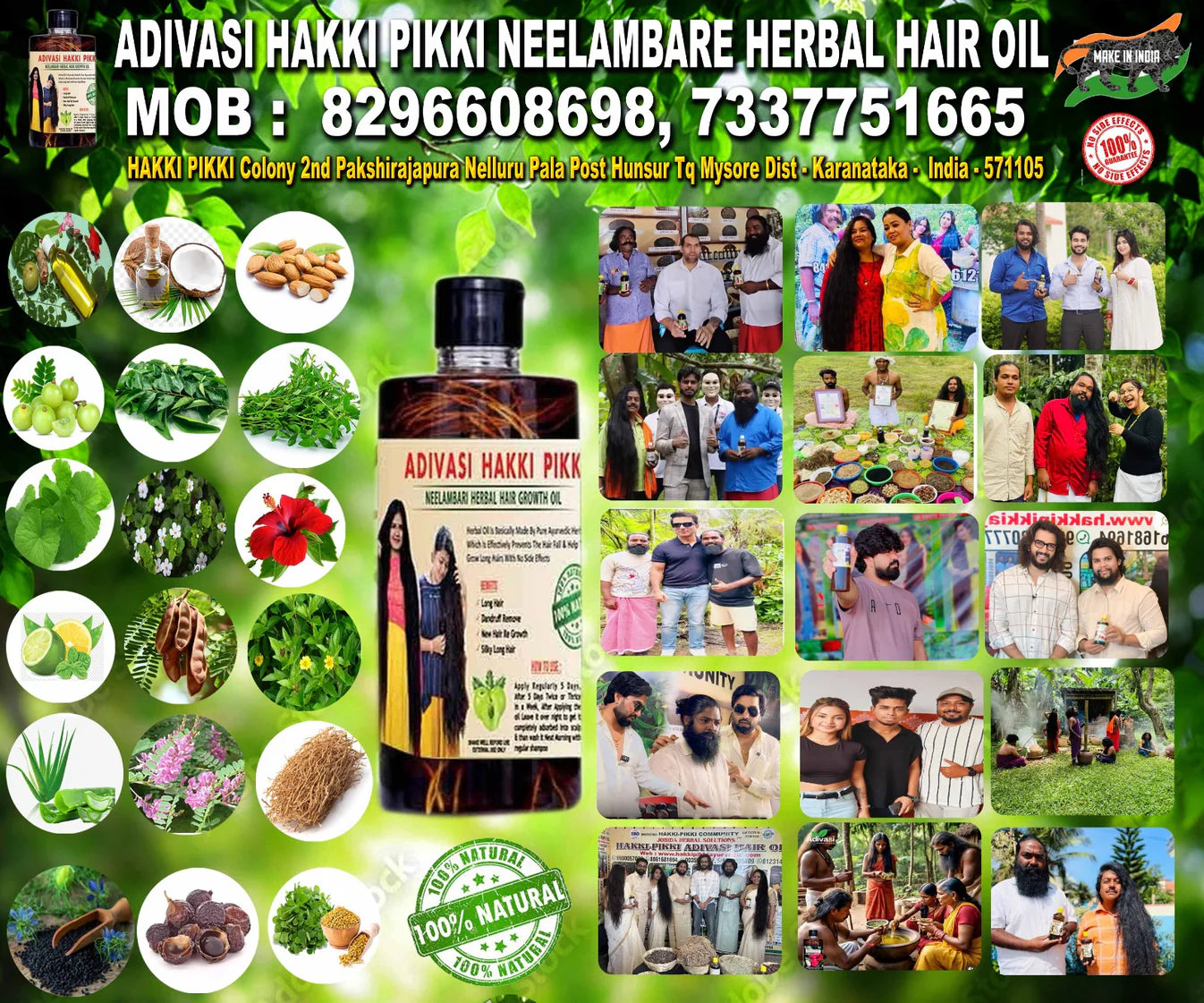 Original Mysore Karnataka ADIVASI HAKKI PIKKI HAIR Oil